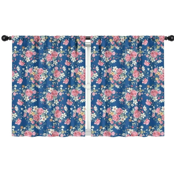 Blackout Kids Curtains,Blue Pioneer Flower Childrens Insulated Curtains Set Of 2,Bedroom Essentials,Toddler Room Decor 42x54in(106x137cm)