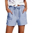 thumbnail image 6 of Women's Striped Drawstring Elastic Waist Straight Leg Casual Shorts, Relaxed Summer Shorts with Side Pockets for Vacation Daily Shopping Picnic XL, 6 of 8