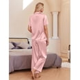 thumbnail image 3 of Conjunto de pijamas Ekouaer de satén de seda de 2 piezas para mujer, color rosa, 3 of 7