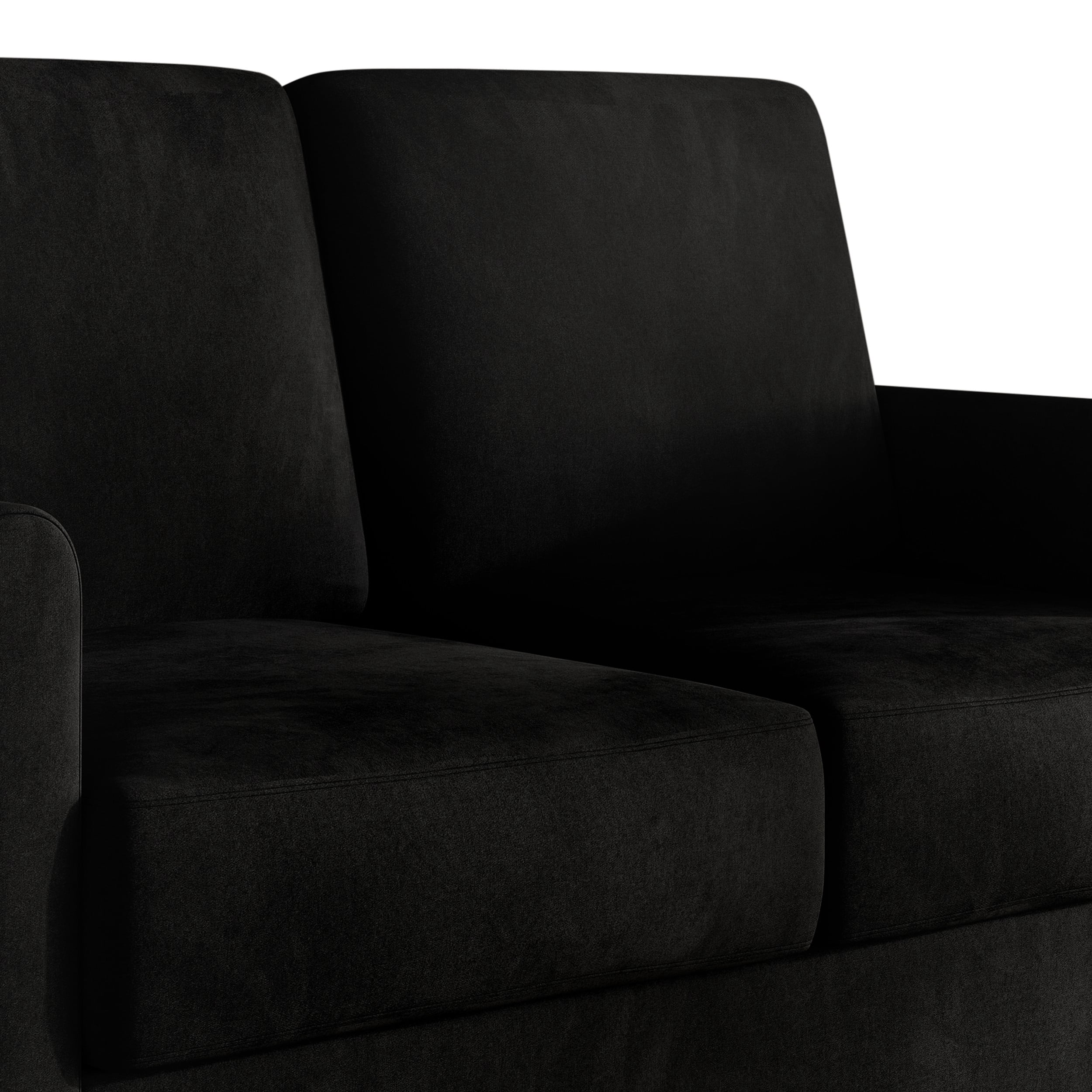 Home Design Goliad Velvet Arm Loveseat with Pocket Spring, Soft Cushions, Clean Lines Design, Black