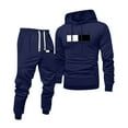 thumbnail image 2 of Dwelliawo Men's Tracksuit 2 Piece Hoodie and Sweatpants Solid Color Relaxed Fit Pullover Hoodies Jogging Athletic Pant Set Fleece Winter Suits with Pockets Blue M, 2 of 5