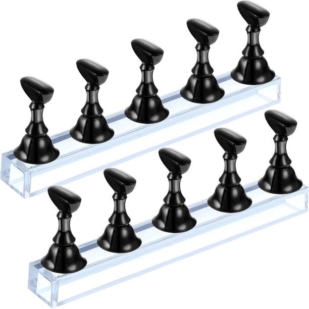 10 Uds. Soporte para uñas para presionar, soporte para uñas postizas acrílicas, soportes de práctica para exhibición de uñas con Base magnética, soportes para puntas de uñas DIY