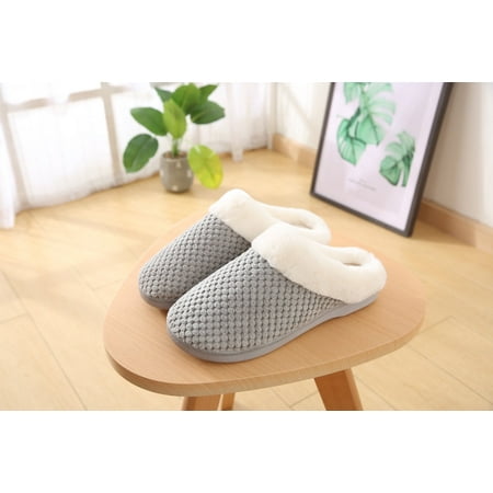 

Women s/Men s Comfort Coral Fleece Memory Foam Slippers Fuzzy Plush Lining Slip-on Clog House Shoes for Indoor & Outdoor Use