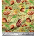 thumbnail image 1 of Soimoi Yellow Rayon Fabric Apricot & Oaknut Fruits Print Fabric by Yard 42 Inch Wide, 1 of 1