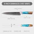 thumbnail image 3 of Cuchillo de chef Hecef 8 pulgadas acero Damasco japonés G10, 3 of 8