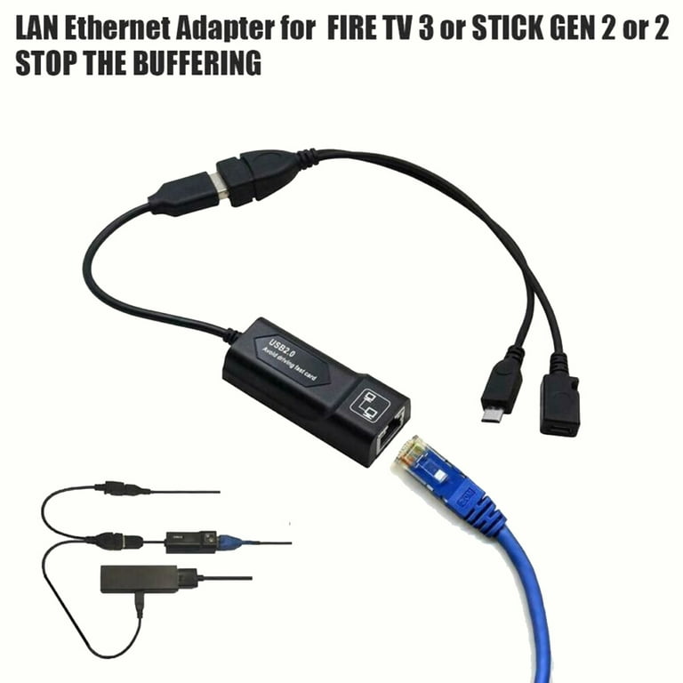 Usb Otg Cable for  Fire Stick 2Nd 3Nd Gen Ethernet Adapter Tv Xstream  