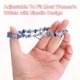 thumbnail image 3 of Pulseras de cristal Uxcell para mujeres, pulsera de cuentas de amatista con encanto de mariposa, estiramiento para regalos de pareja, azul, 2 paquetes, 3 of 5