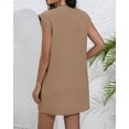 thumbnail image 6 of Women'S Summer Short T Shirt Dress Cap Sleeve Crew Neck Casual Loose Basic Mini Dresses Khaki L, 6 of 7