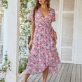 thumbnail image 2 of Summer Beach Dresses for Womens 2025 Plus Size Fashion Spring V-Neck Printing Short Sleeve Casual Loose Dress, 2 of 3