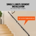 thumbnail image 4 of VEVOR Handrail Stair Railing, 12 ft, Wall Mount Handrails for Indoor Stairs, Thickened Aluminum Alloy Hand Rail with Installation Kit, 440 LBS Load Capacity Stairway Railing for Outdoor Stairs, 4 of 9