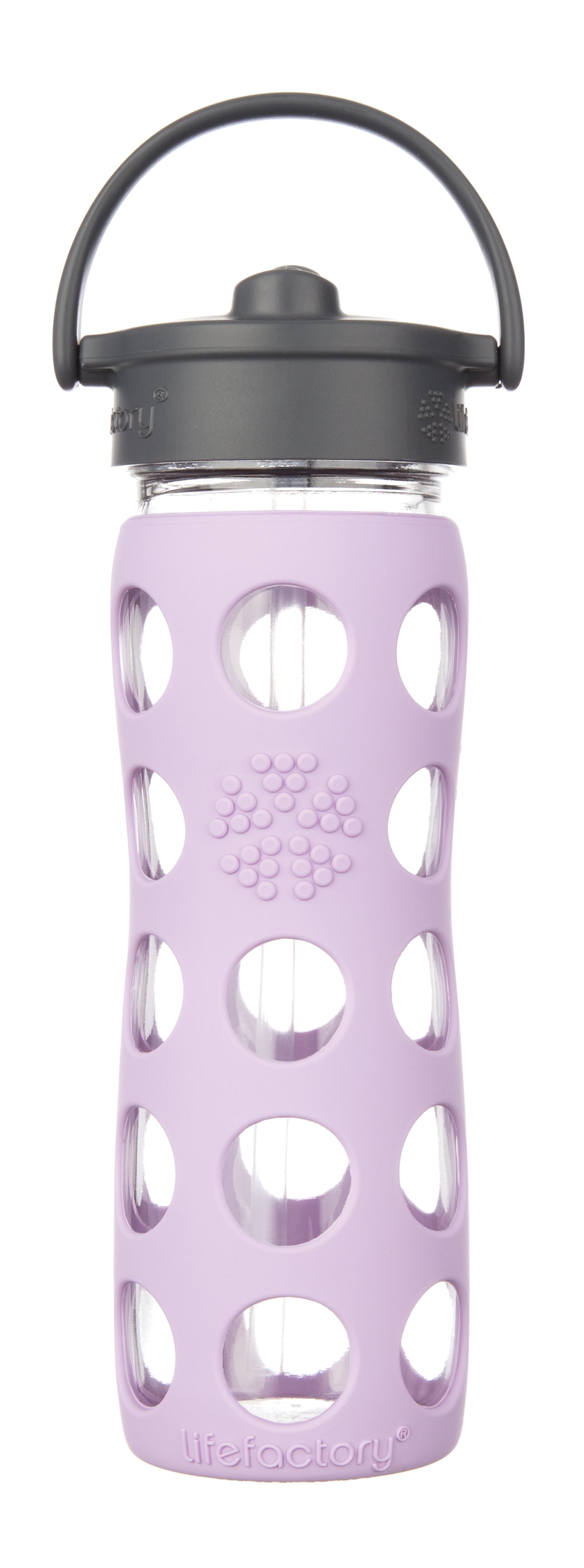 Lifefactory 16oz Glass Water Bottle with Straw Cap Lilac Purple