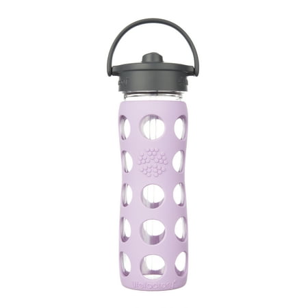 Lifefactory 16oz Glass Water Bottle with Straw Cap - Lilac