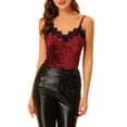 thumbnail image 1 of INSPIRE CHIC Camisole à Bretelles Spaghetti en Velours et Dentelle pour Femme TG Rouge, 1 of 7