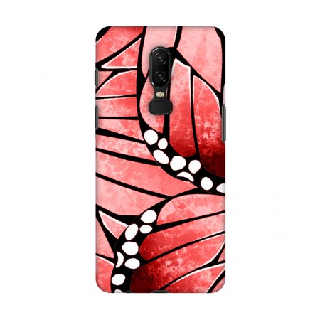 OnePlus 6 Case - Butterfly - Red Ombre Bleached Fibre Wing Collage, Hard Plastic Back Cover, Slim Profile Cute Printed Designer Snap on Case with Screen Cleaning