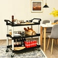 thumbnail image 3 of Costway 3-Shelf Utility Service Cart Aluminum Frame 490lbs Capacity w/ Casters, 3 of 10