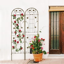 2 Pack Metal Garden Trellis 86.7 Inch Tall by 19.7 Inch Wide Rust Resistant Support for Climbing Plants Outdoor Flower Garden Decor Brown