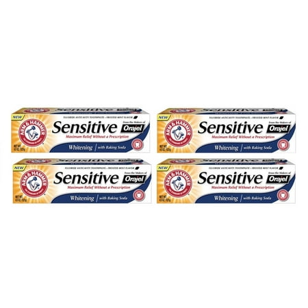 (4 Pack) Arm & HammerÂ® Sensitive Whitening Toothpaste with Baking Soda & Tartar Control 4.5 oz. (Best Toothpaste For Tartar Buildup)