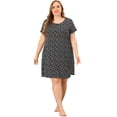 thumbnail image 4 of Camisón de dormir Agnes Orinda de cuello redondo elástico Negro 4X, 4 of 7