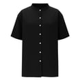 thumbnail image 5 of Neewe Men's Hawaiian Short Sleeve Linen Button Up Shirt Turndown Collar Beach Basic Solid Shirt-Black 2XL, 5 of 7