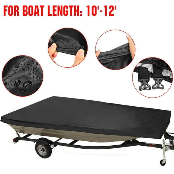 10ft-12ft Jon Boat Cover Fits For Jon Boats Waterproof Heavy Duty Covers 210D Long Beam Width up to 52"