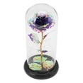 thumbnail image 3 of Lámpara de cúpula de cristal con flores falsas, luz LED romántica azul colorida, luz LED de cristal con flores falsas, adorno de cristal de rosa artificial de valor excepcional, 3 of 12