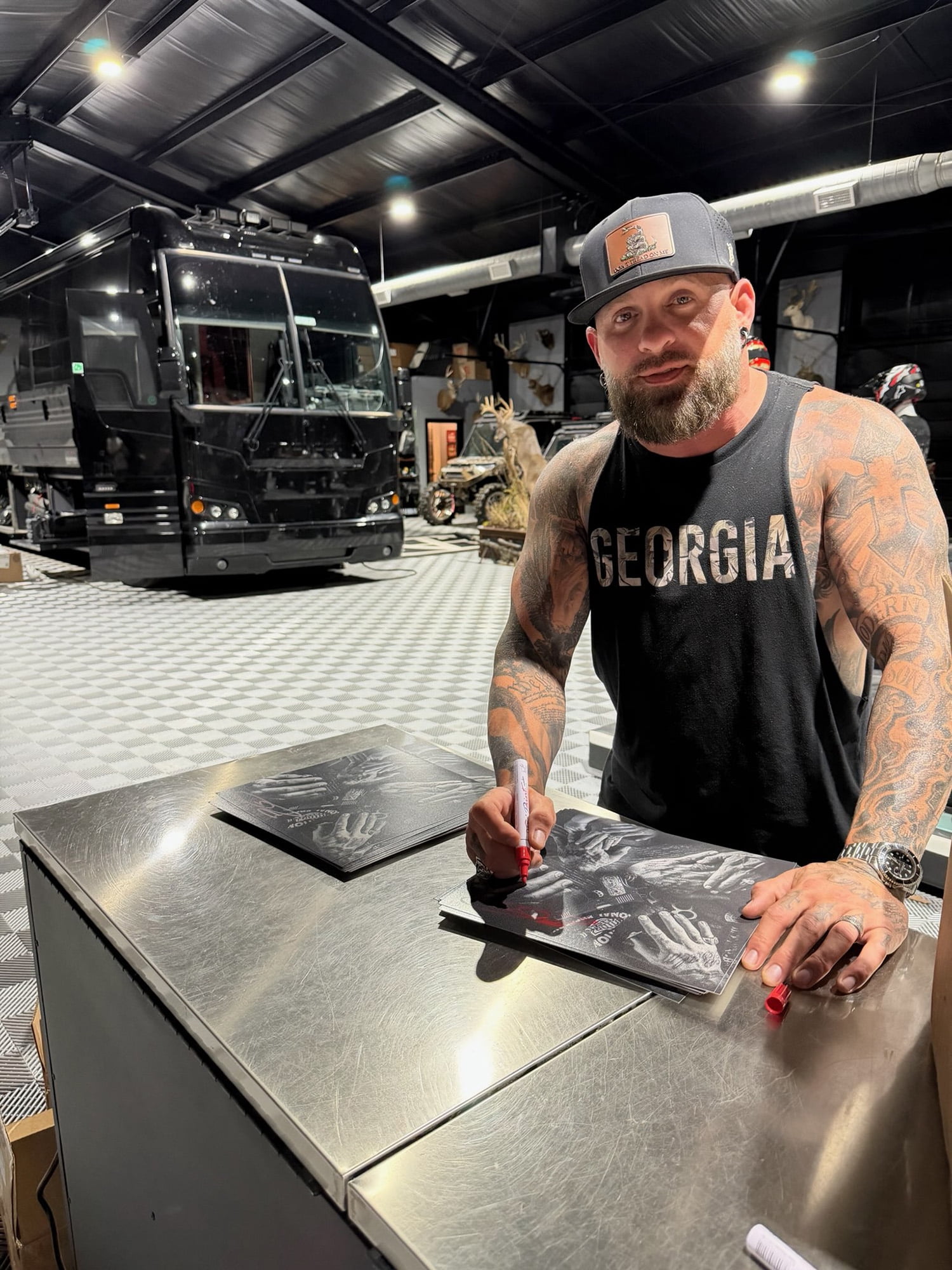 Brantley Gilbert - Sins Of The Father - Walmart Exclusive Black & Lipstick Red Galaxy Vinyl with Autographed Insert Inside