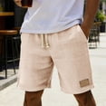 thumbnail image 2 of USNSM Men's Linen Casual Shorts Elastic Waist Drawstring Summer Beach With Pockets Lightweight Breathable Loose Shorts Beige XXXL, 2 of 9