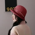 thumbnail image 6 of LinYooLi Autumn And Winter New Knitted Front Brimmed Fashionable Small Top Hats For Women's Outdoor Leisure Tourism Pearl Basin Hats, 6 of 9