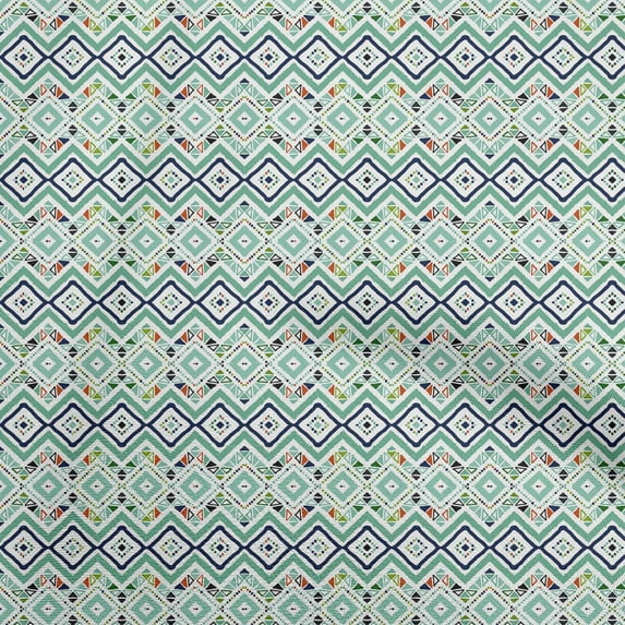 oneOone Polyester Spandex Sea Green Fabric Geometric Diy Clothing Quilting Fabric Print Fabric By Yard 56 Inch Wide
