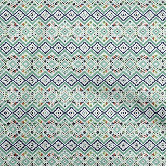 oneOone Polyester Spandex Sea Green Fabric Geometric Diy Clothing Quilting Fabric Print Fabric By Yard 56 Inch Wide