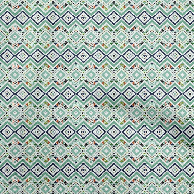 oneOone Rayon Sea Green Fabric Geometric Sewing Material Print Fabric By The Yard 56 Inch Wide