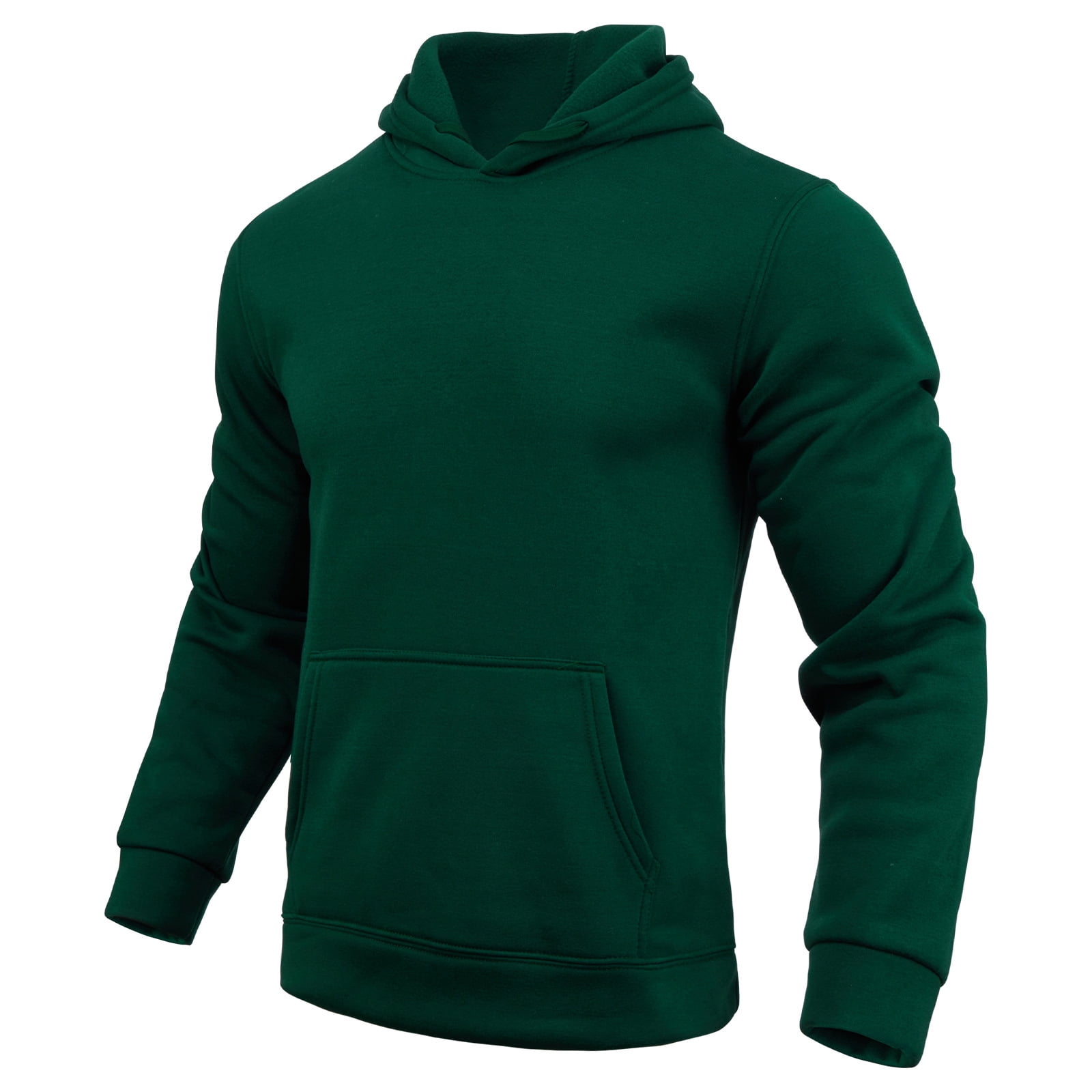Men s Hooded Long Sleeve Pullover with Kangaroo Pocket Solid Sweatshirt Top Soft Breathable Warm Stretch for Cold-Weather Layering Gym Workouts Army Green 3XL