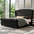 thumbnail image 4 of VanAcc California King Size Platform Bed Frame, Velvet Upholstered Sleigh Bed with Scroll Wingback Headboard & Footboard/Button Tufted, Black, 4 of 9