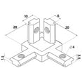 thumbnail image 4 of 3 Way Corner Joint Bracket Connector 2020 Aluminium Extrusion Profile Slot Silver, 4 of 6