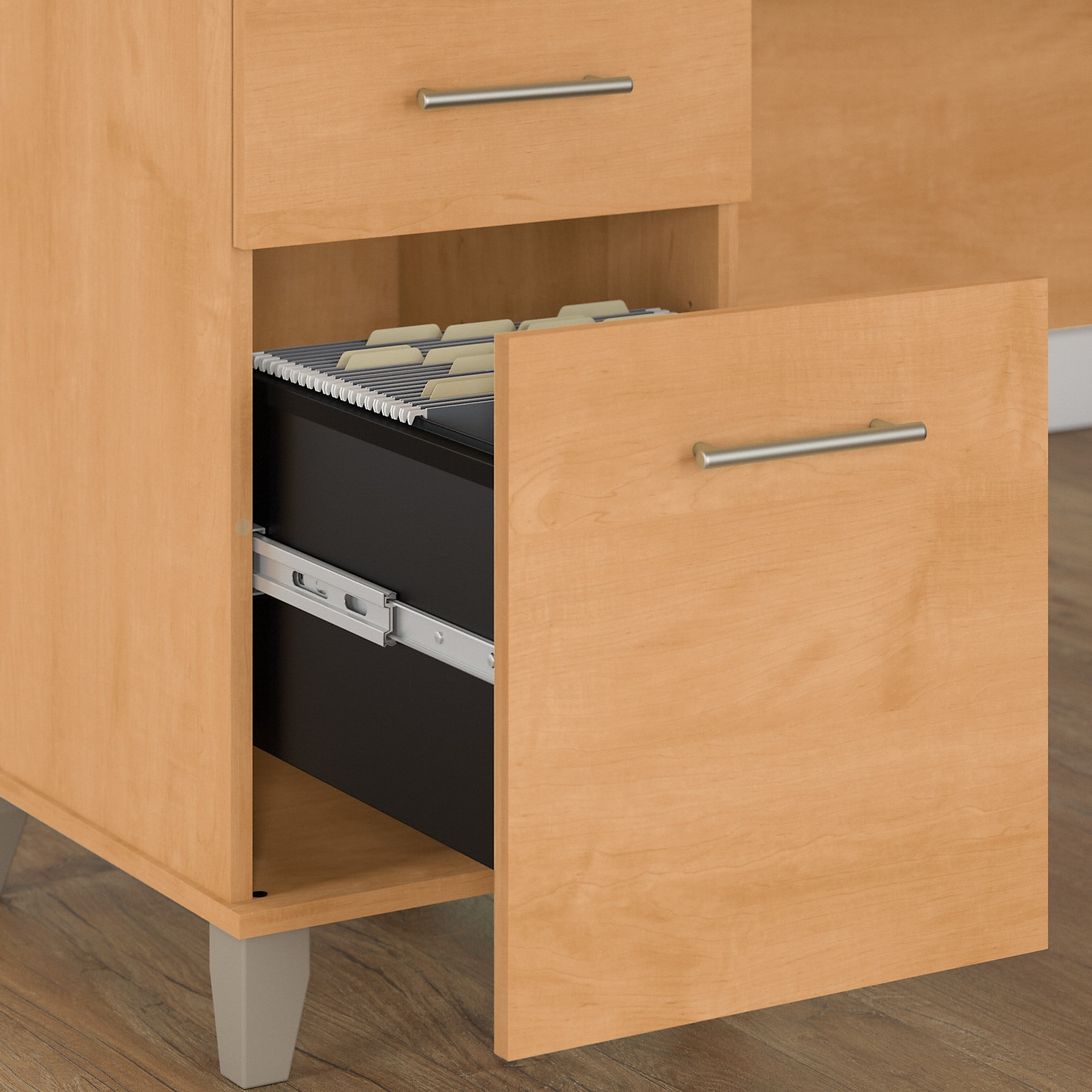 Bush Furniture Somerset 72" Single Pedestal Desk, Maple Cross