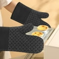 thumbnail image 3 of Matoen 4 Pcs Oven Mitts and Pot Holders, Oven Glove High Heat Resistant 500 Degree, Long Oven Mitts with Recycled Cotton Infill Non-Slip Surface for Baking, Kitchen, Cooking(Black), 3 of 8