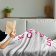 thumbnail image 3 of Keep Calm Soft Flannel Fleece Throw Blanket, Keep Calm and Be a Unicorn Text with Mythological Fairytale Pony Animal, Cozy Plush for Indoor and Outdoor Use, 60" x 80", Pink White, by Ambesonne, 3 of 5