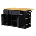 thumbnail image 3 of 53" Kitchen Island On Wheels, Rolling Kitchen Island Cart with Drop Leaf & Power Outlet, Barn Door Kitchen Island Table with Storage Cabinet and Tower Rack for Kitchen, Dining Room, Black, 3 of 8