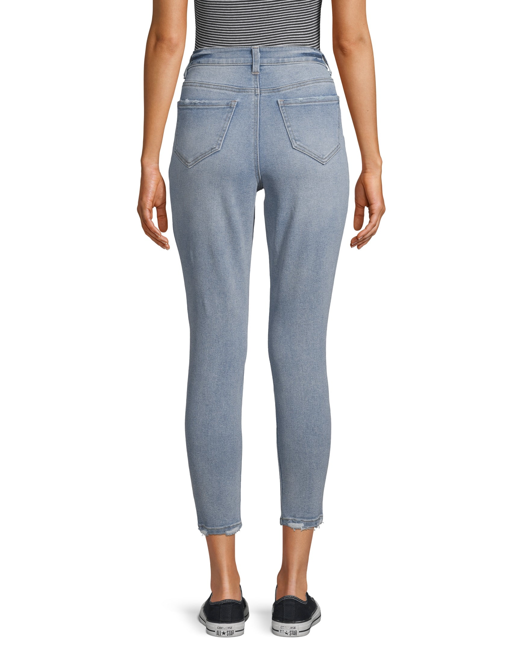 No Boundaries Juniors' Authentic Destructed Skinny Jeans (Size 7) (Light  Tint Blue) at  Women's Jeans store