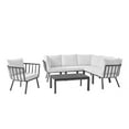 thumbnail image 1 of Lounge Sectional Sofa Chair Set, Aluminum, Metal, Steel, Grey Gray White, Modern Contemporary Urban Design, Outdoor Patio Balcony Cafe Bistro Garden Furniture Hotel Hospitality, 1 of 10