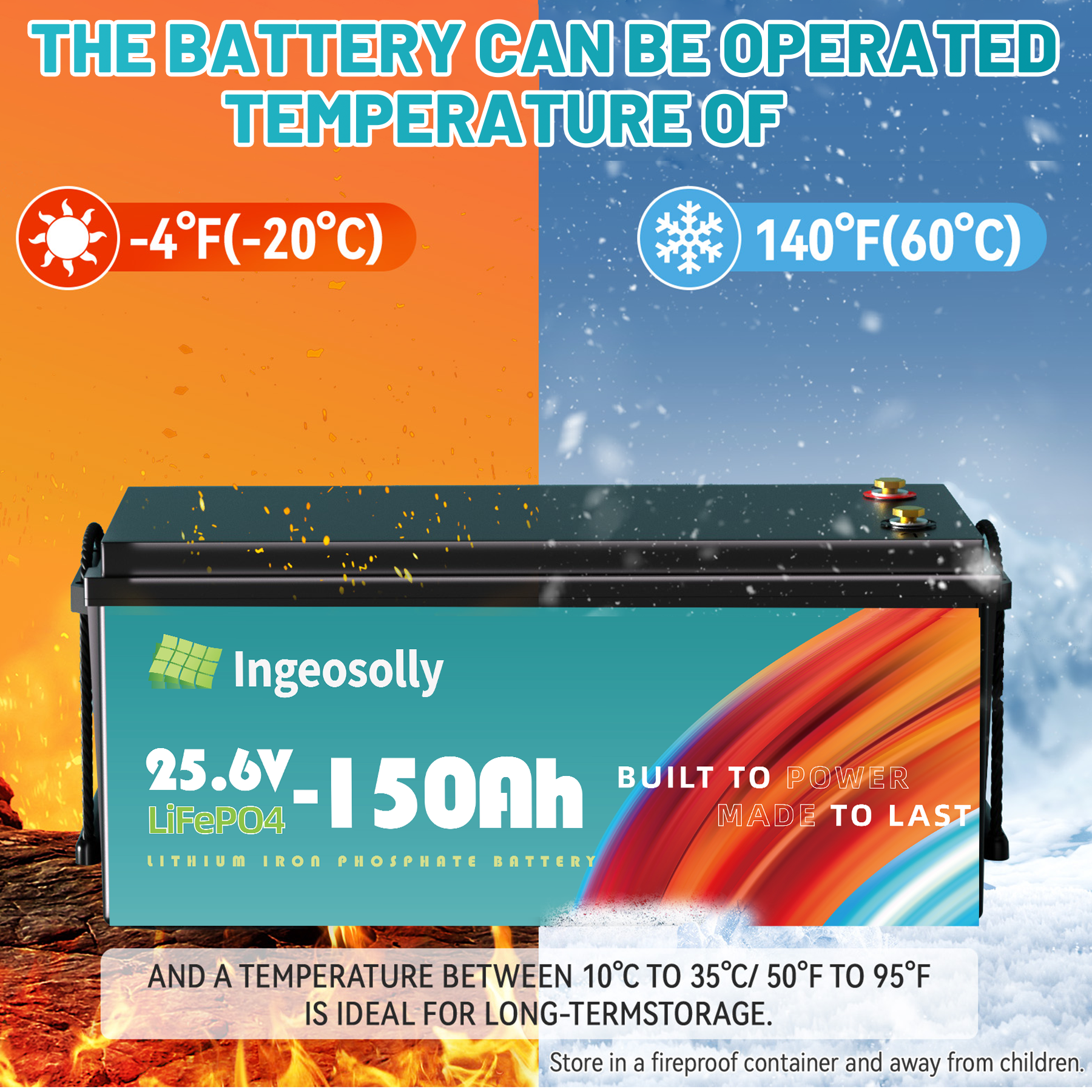 24V 150Ah LiFePO4 Battery,Lithium Battery for RV,Camping,Solar,Marine,off-Grid,Home Energy Storage,15000+ Deep Cycles