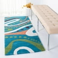 thumbnail image 3 of SAFAVIEH Soho Cheryl Abstract Wool Area Rug, Teal/Multi, 6' x 6' Round, 3 of 10