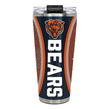 Chicago Bears 32 ounce vacuum insulated stainless steel tumbler with Gameball graphic