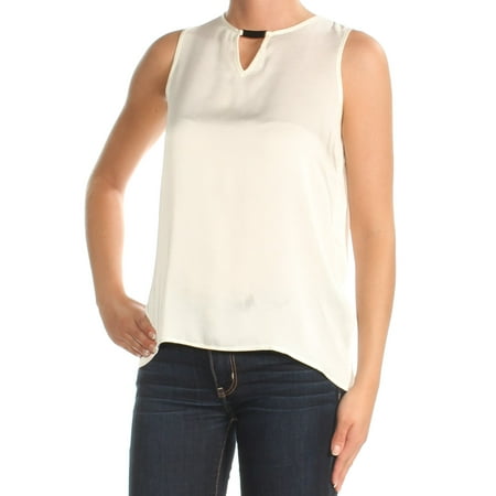 CALVIN KLEIN $44 Womens New 1188 Ivory Sleeveless Keyhole Top S Petites B+B