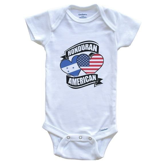 Honduran American Hearts USA Honduras Flags Baby Bodysuit, 0-3 Months White