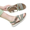 thumbnail image 1 of Sandalias Tejido Bohemio Correa Ajustable para Mujeres La Playa Verano (caqui 37), 1 of 9