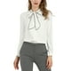 thumbnail image 2 of Inspire Chic Conjunto Blusa de Trabajo de Manga Larga con Botones y Cuello de Laço para Mujeres L Blanca, 2 of 8