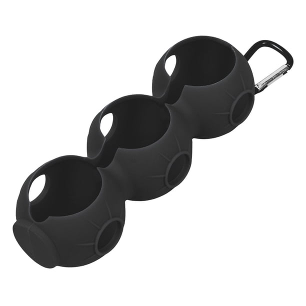 Portapelotas de golf con gancho y tres agujeros para entrenamiento y ejercicio al aire libre. negro