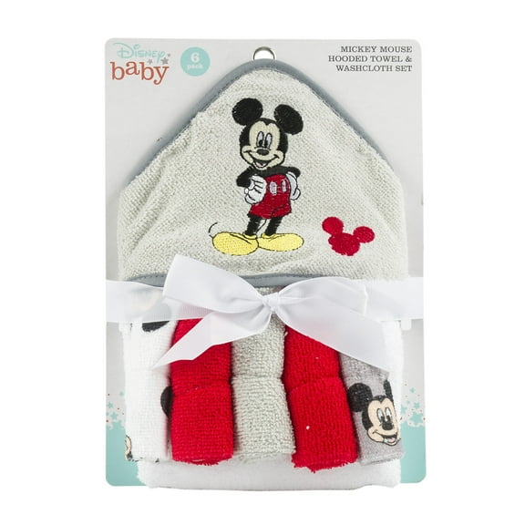 isney Mickey Mouse Hooded Towel 5 Washcloths, 6 Count