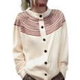 thumbnail image 4 of Bovemsi Womens Sweaters Cozy Women's Fun Autumn/Winter Retro Flower Long Sleeve Button Knitted Cardigan Sweater Business Casual Sweaters, 4 of 8